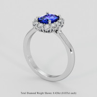 1.05 Ct. Blue Sapphire Ring, 18K White Gold 2