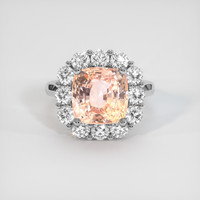 7.31 Ct. Padparadscha Sapphire Ring, 18K White Gold 1