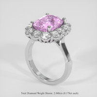 6.18 Ct. Pink Sapphire Ring, 18K White Gold 2