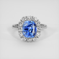3.72 Ct. Blue Sapphire Ring, 18K White Gold 1