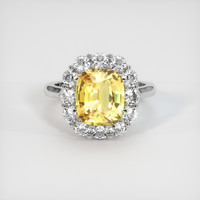 3.12 Ct. Yellow Sapphire Ring, 18K White Gold 1