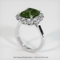 6.30 Ct. Green Sapphire Ring, 18K White Gold 2