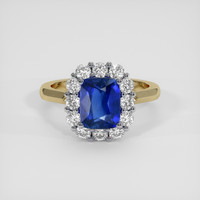 2.37 Ct. Blue Sapphire Ring, 18K White & Yellow 1