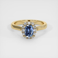 1.43 Ct. Greyish Blue Sapphire Ring, 14K Yellow Gold 1