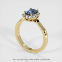 1.43 Ct. Greyish Blue Sapphire Ring, 14K Yellow Gold 2
