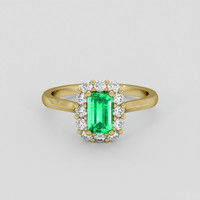 0.70 Ct. Emerald Ring, 18K Yellow Gold 1