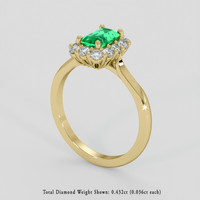 0.70 Ct. Emerald Ring, 18K Yellow Gold 2