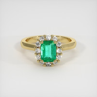 0.85 Ct. Emerald Ring, 18K Yellow Gold 1