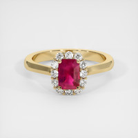 1.08 Ct. Pinkish Red Ruby Ring, 18K Yellow Gold 1