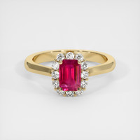 0.98 Ct. Pinkish Red Ruby Ring, 18K Yellow Gold 1