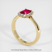 0.98 Ct. Pinkish Red Ruby Ring, 18K Yellow Gold 2
