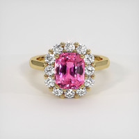 2.08 Ct. Pink Sapphire Ring, 18K Yellow Gold 1
