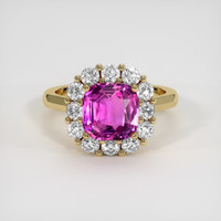 2.03 Ct. Pink Sapphire Ring, 18K Yellow Gold 1