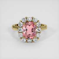 3.37 Ct. Padparadscha Sapphire Ring, 18K Yellow Gold 1