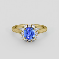 1.03 Ct. Blue Sapphire Ring, 18K Yellow Gold 1