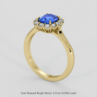 1.03 Ct. Blue Sapphire Ring, 18K Yellow Gold 2