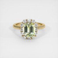 2.60 Ct. Yellowish Green Sapphire Ring, 18K Yellow Gold 1
