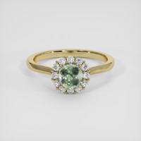 1.34 Ct. Green Sapphire Ring, 18K Yellow Gold 1