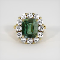 3.65 Ct. Bluish Green Sapphire Ring, 18K Yellow Gold 1