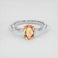 1.36 Ct. Yellowish Orange Precious Topaz Ring, Platinum 950 1