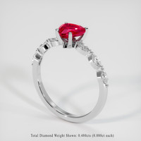 1.38 Ct. Purplish Red Ruby Ring, Platinum 950 2
