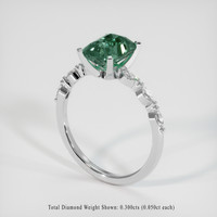2.22 Ct. Bluish Green Sapphire Ring, Platinum 950 2