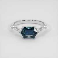 1.58 Ct. Greenish Blue Sapphire Ring, Platinum 950 1