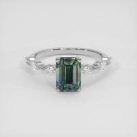 2.53 Ct. Bluish Green Sapphire Ring, Platinum 950 1