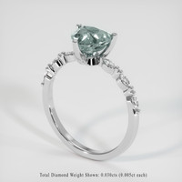 1.58 Ct. Greenish Blue Sapphire Ring, Platinum 950 2
