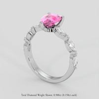 1.38 Ct. Pink Sapphire Ring, Platinum 950 2