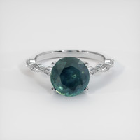 3.43 Ct. Greenish Blue Sapphire Ring, Platinum 950 1