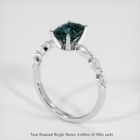 2.61 Ct. Bluish Green Sapphire Ring, Platinum 950 2