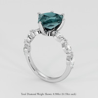 2.67 Ct. Greenish Blue Sapphire Ring, Platinum 950 2