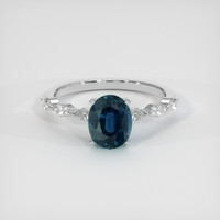 2.24 Ct. Greenish Blue Sapphire Ring, Platinum 950 1