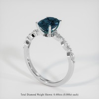 2.24 Ct. Greenish Blue Sapphire Ring, Platinum 950 2