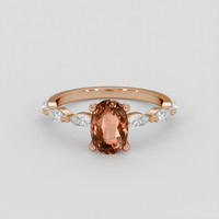 1.46 Ct. Orangish Brown Sapphire Ring, 14K Rose Gold 1