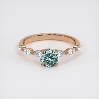 1.00 Ct. Greenish Blue Sapphire Ring, 14K Rose Gold 1
