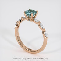 1.00 Ct. Greenish Blue Sapphire Ring, 14K Rose Gold 2