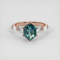 2.05 Ct. Bluish Green Sapphire Ring, 14K Rose Gold 1