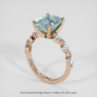 4.55 Ct. Greenish Blue Sapphire Ring, 18K Rose Gold 2