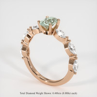0.58 Ct. Green Sapphire Ring, 18K Rose Gold 2