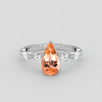 1.37 Ct. Pinkish Orange Imperial Topaz Ring, 10K White Gold 1