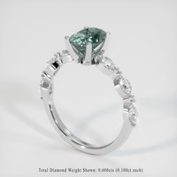 1.38 Ct. Bluish Green Sapphire Ring, 10K White Gold 2