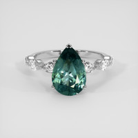 2.96 Ct. Bluish Green Sapphire Ring, 10K White Gold 1