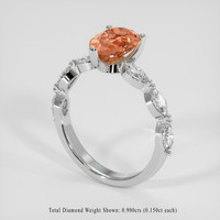 1.76 Ct. Reddish Orange Imperial Topaz Ring, 14K White Gold 2