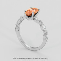 1.37 Ct. Pinkish Orange Imperial Topaz Ring, 14K White Gold 2