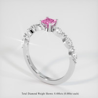 0.31 Ct. Pink Sapphire Ring, 14K White Gold 2