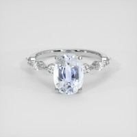 3.37 Ct. Bluish Grey Sapphire Ring, 14K White Gold 1