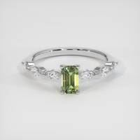 0.82 Ct. Yellowish Green Sapphire Ring, 14K White Gold 1