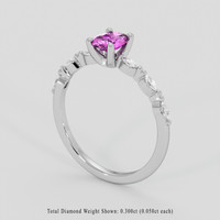0.55 Ct. Purplish Pink Sapphire Ring, 14K White Gold 2